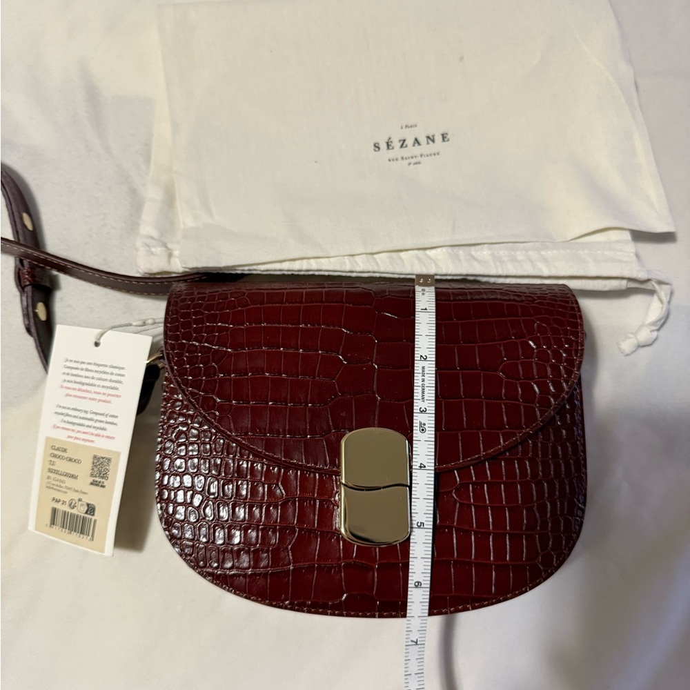 Sezane CLAUDE BAG CHOCOLATE CROCODILE PRINT - Picture 6 of 14